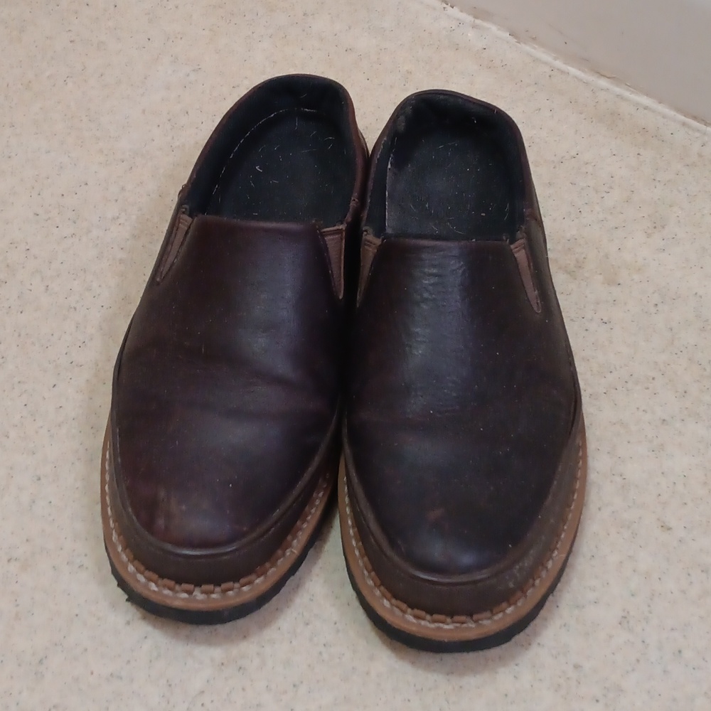 Georgia Boot Romeo Clog Brown Leather Slip On Casual Work Shoes Men's Size 10
